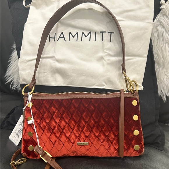 Hammitt Red Velvet Kyle-Monarch Crossbody with Gold Accents